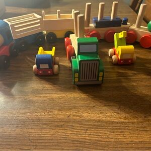Melissa & Doug Green and Blue Wooden Vehicle Set